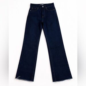 Stradivarius Navy Flare Jeans High Rise Y2K Wide Leg Size 2